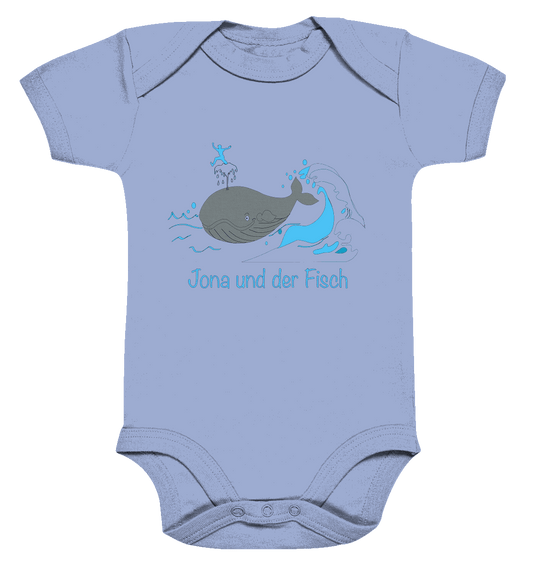 Jona und der Fisch - Organic Baby Bodysuite - GfoitMa - Dusty Blue / 0-3M