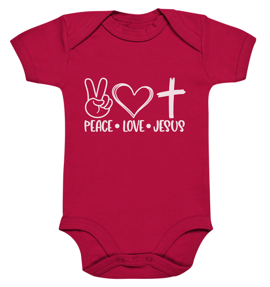 Frieden, Liebe, Jesus: Christliche Kleidungskollektion - Organic Baby Bodysuite