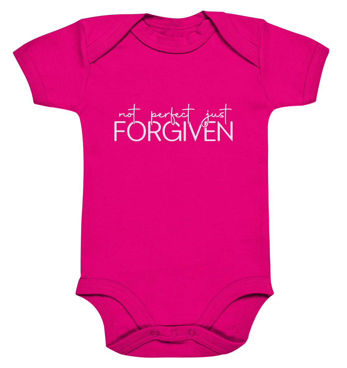 Not Perfect, Just Forgiven - Organic Baby Bodysuite - GfoitMa - Fuchsia Organic / 0-3M