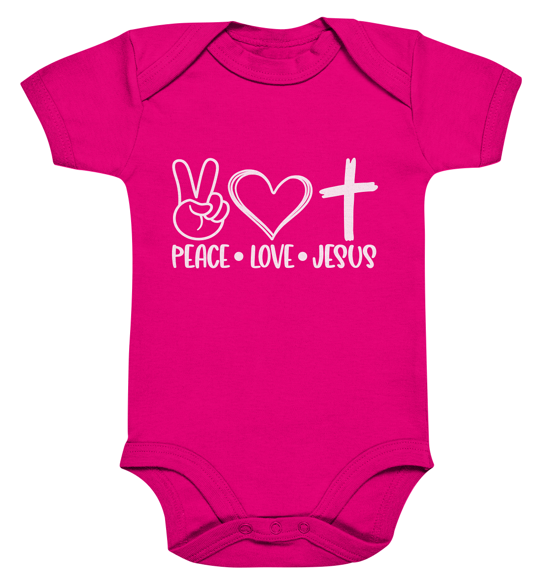 Frieden, Liebe, Jesus: Christliche Kleidungskollektion - Organic Baby Bodysuite - GfoitMa - Fuchsia Organic / 0-3M
