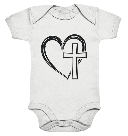 Heart & Cross Design - Organic Baby Bodysuite