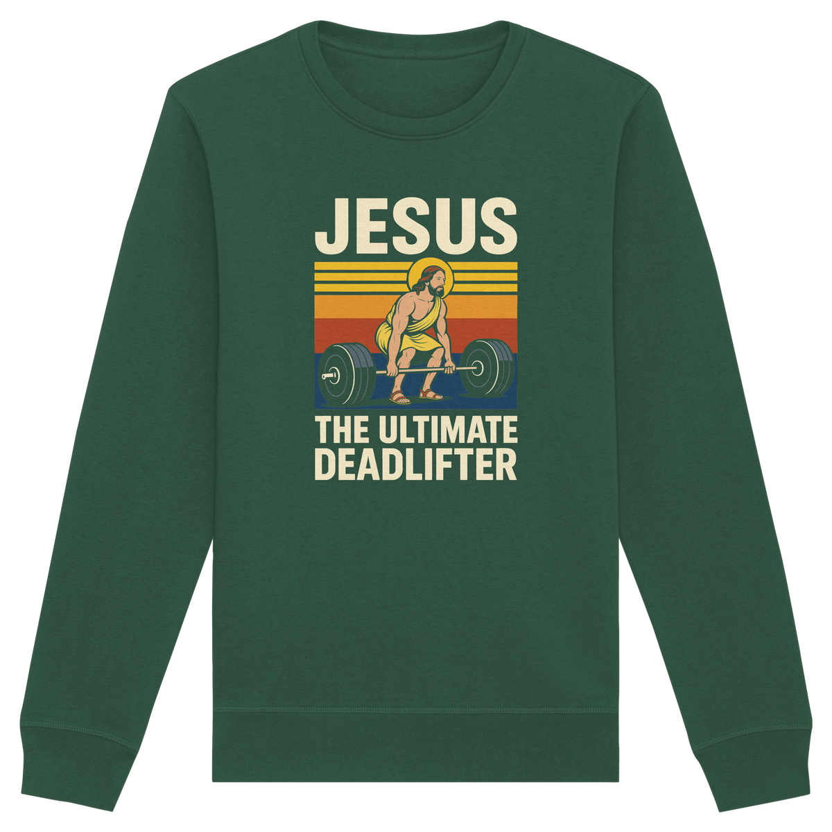 Jesus Deadlifter – Jesus the Ultimate Deadlifter | Christliches Fitness Design - Organic Basic Unisex Sweatshirt - GfoitMa - Bottle Green / XS
