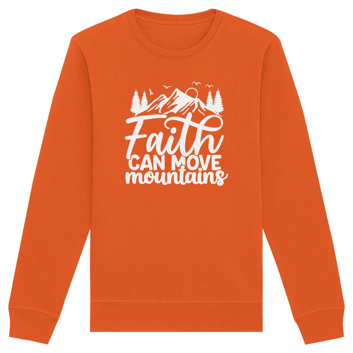 Glaube, der Berge versetzen kann - Matthäus 17:20 - Organic Basic Unisex Sweatshirt - GfoitMa - Bright Orange / XS
