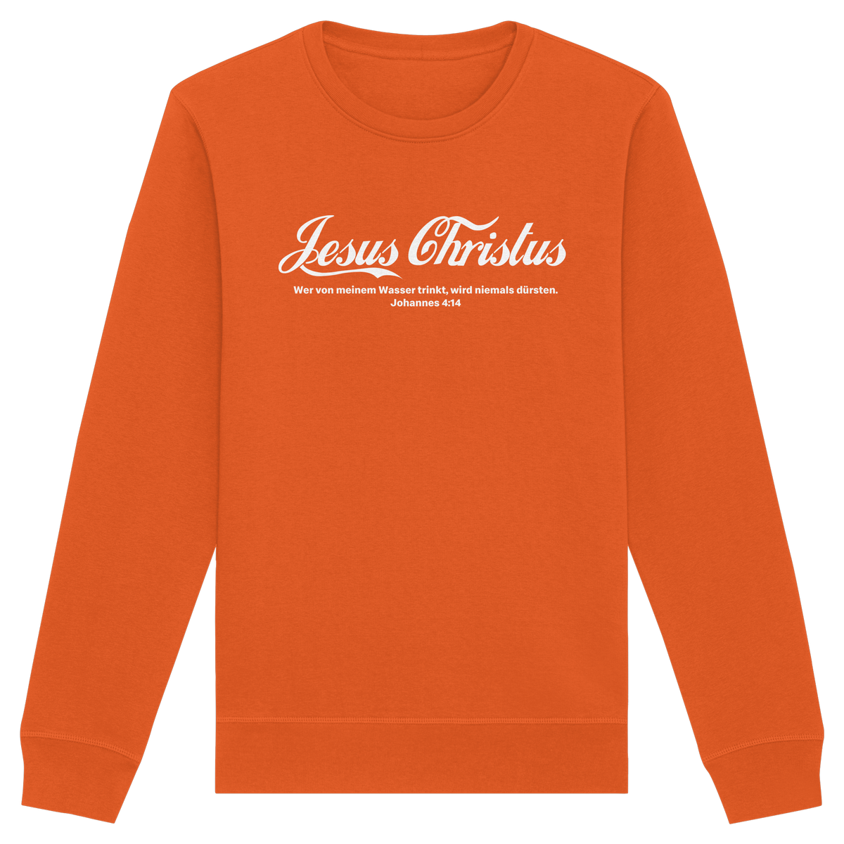 Jesus Christus – Johannes 4,14 | Christliches Statement Design „Lebendiges Wasser“ - Organic Basic Unisex Sweatshirt - GfoitMa - Bright Orange / XS