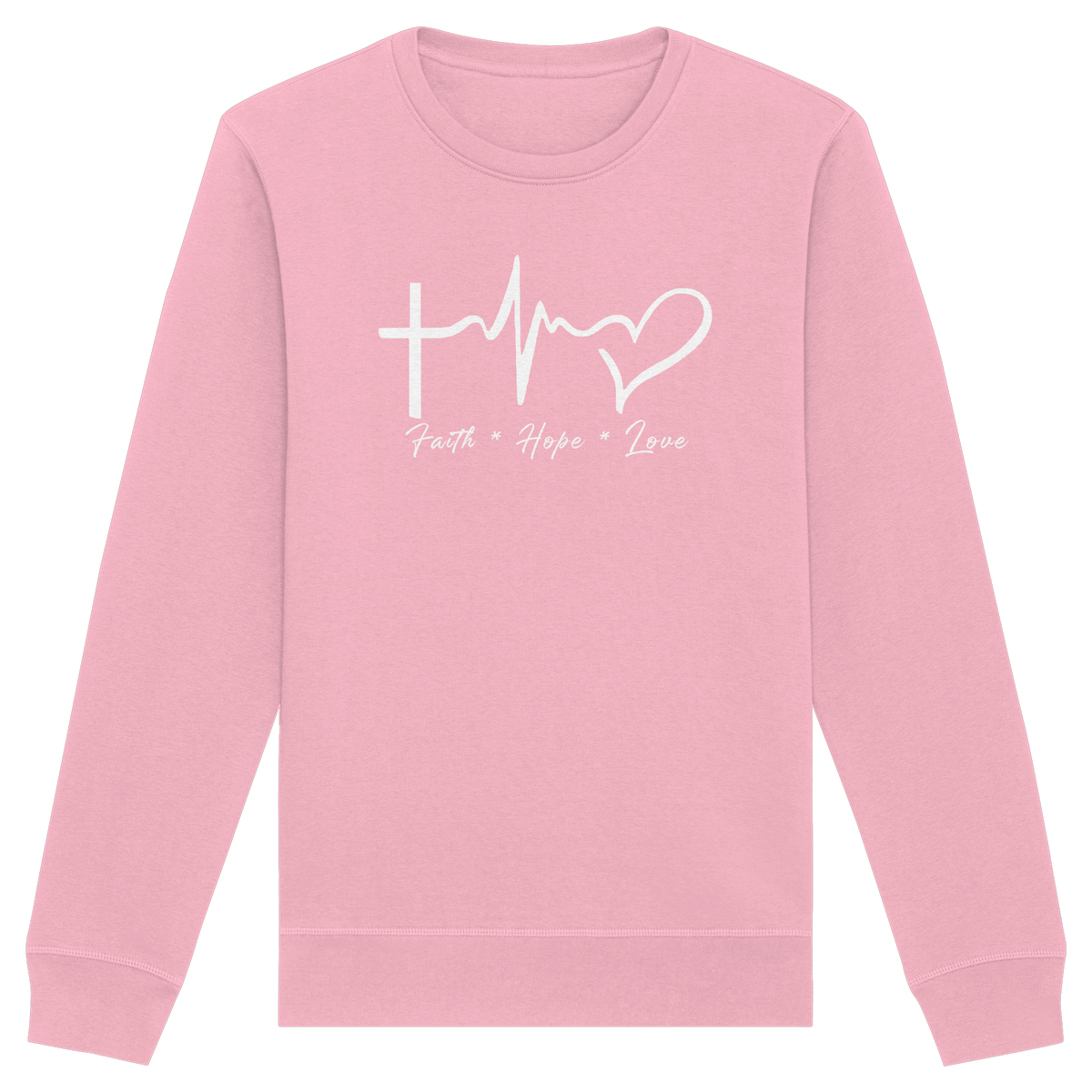 Faith * Hope * Love - Organic Basic Unisex Sweatshirt - GfoitMa - Cotton Pink / XS
