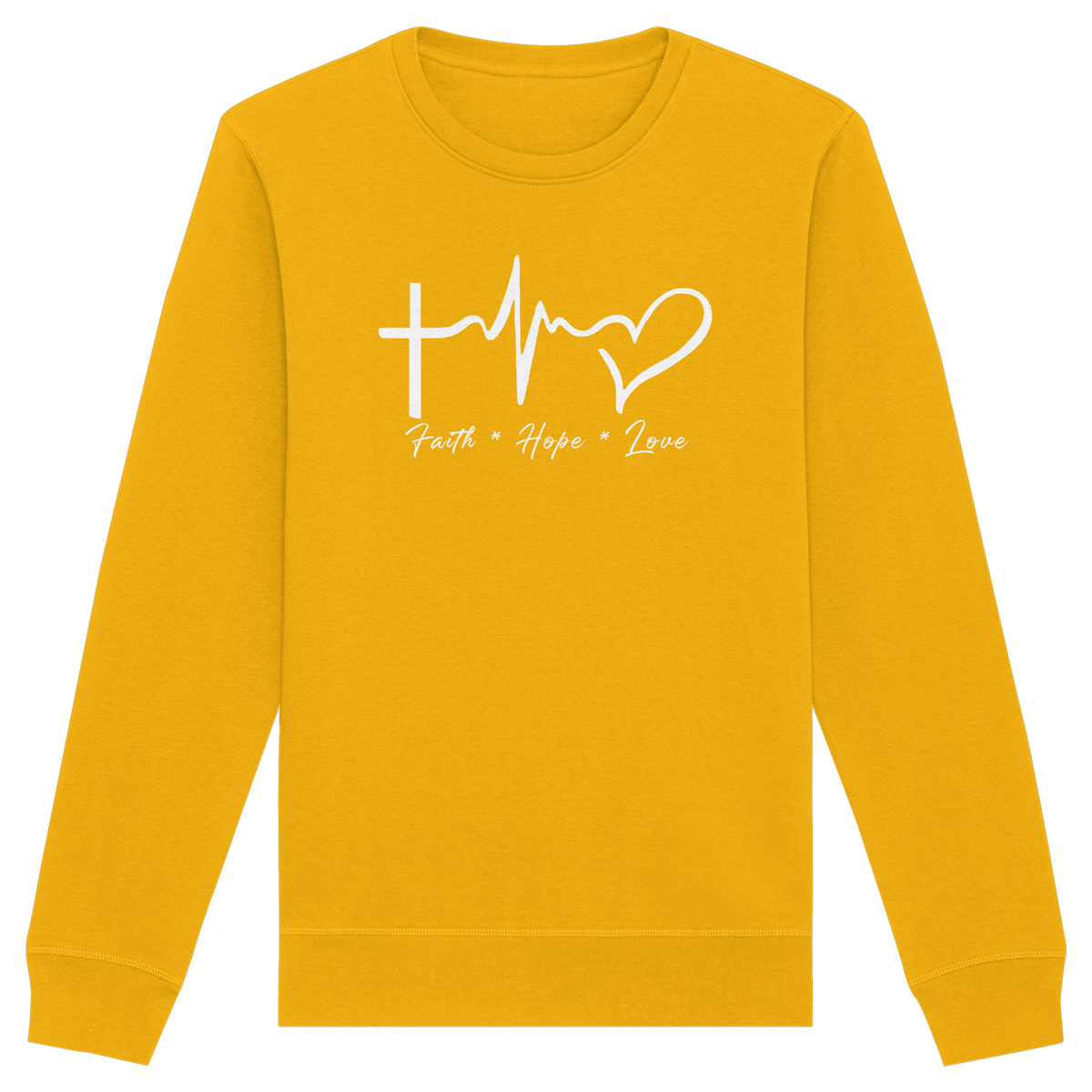 Faith * Hope * Love - Organic Basic Unisex Sweatshirt - GfoitMa - Spectra Yellow / XS