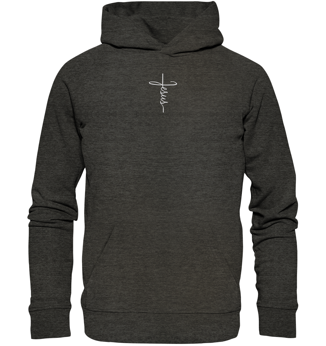 Jesus in the form of a cross - Embroidery (White) - Organic Hoodie (Embroidery)