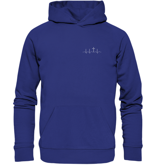 Herzschlag für Jesus (Weiß) - Stick - Organic Hoodie (Stick)
