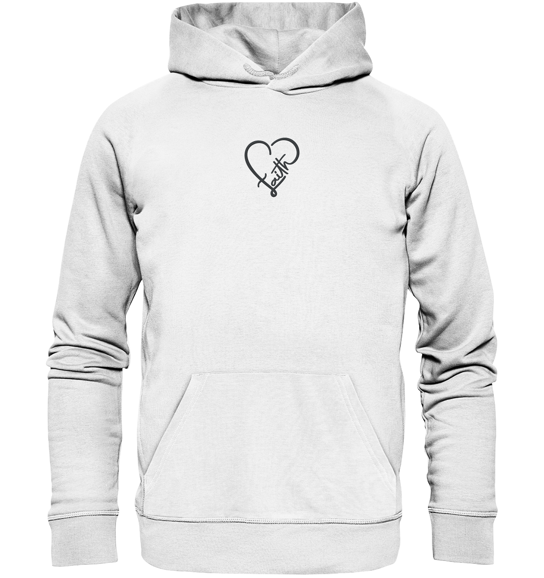 Embroidered Faith Motif in Heart Shape - Organic Hoodie (Embroidery)