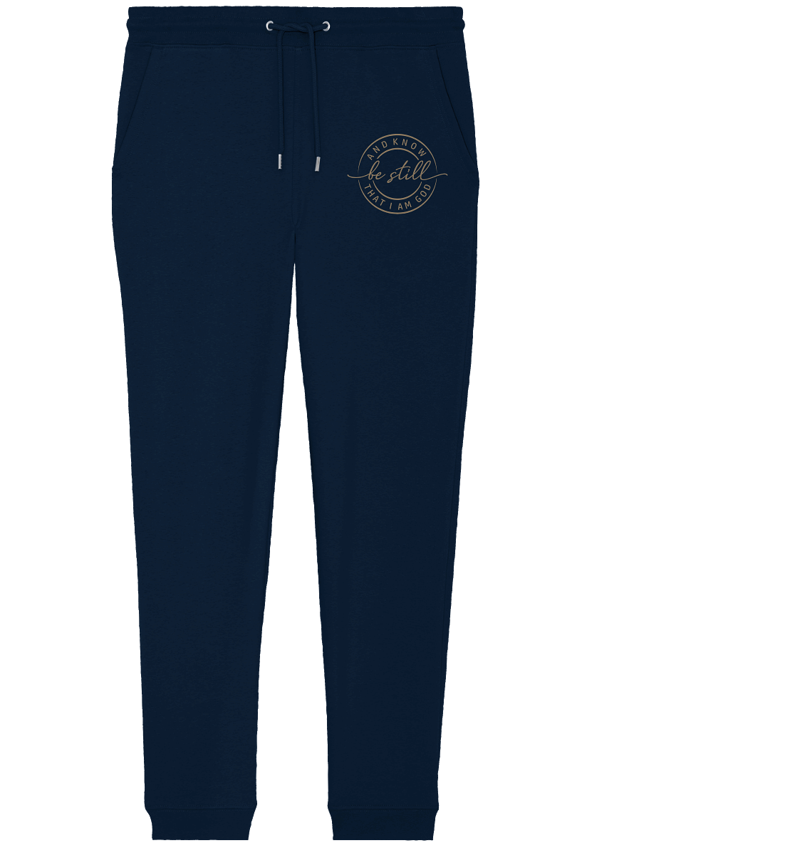 Sei still – und erkenne, dass ich Gott bin - Organic Jogger Pants - GfoitMa - French Navy / XS