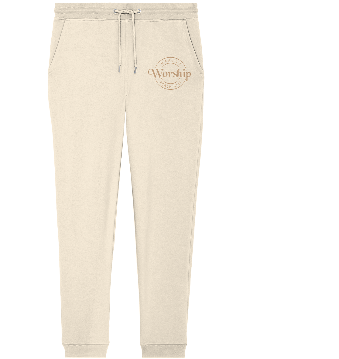 Made to Worship - Psalm 95:1 - Organic Jogger Pants - GfoitMa - Natural Raw / XS