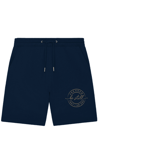 Sei still – und erkenne, dass ich Gott bin - Organic Jogger Shorts - GfoitMa - French Navy / XS