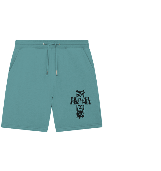 Der Löwe im Kreuz – Mut und Gnade vereint | Christliche Kleidung - Organic Jogger Shorts