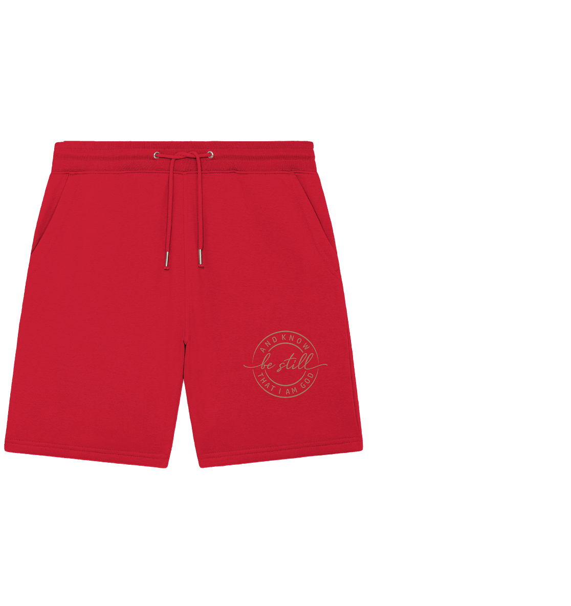 Sei still – und erkenne, dass ich Gott bin - Organic Jogger Shorts - GfoitMa - Red / XS