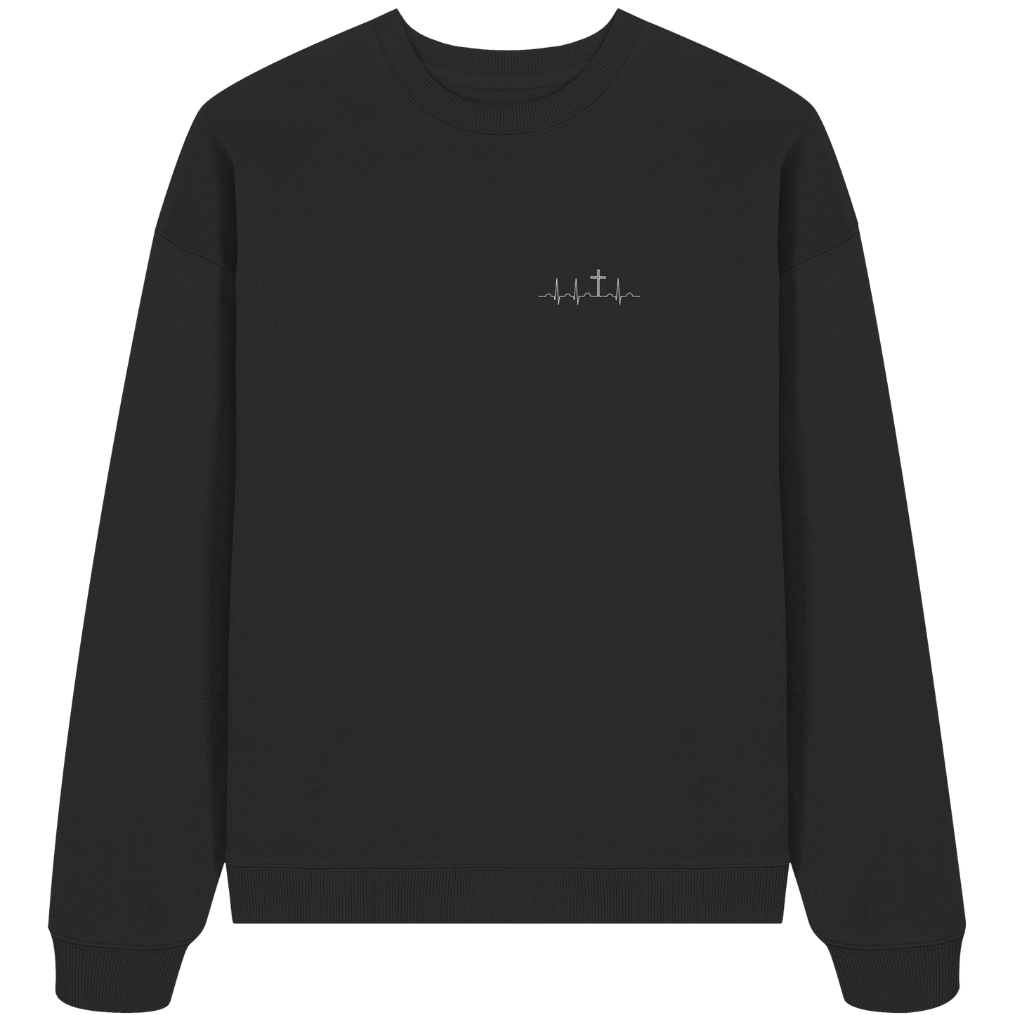 Heartbeat for Jesus (White) - Embroidery - Organic Oversize Sweatshirt (Embroidery)