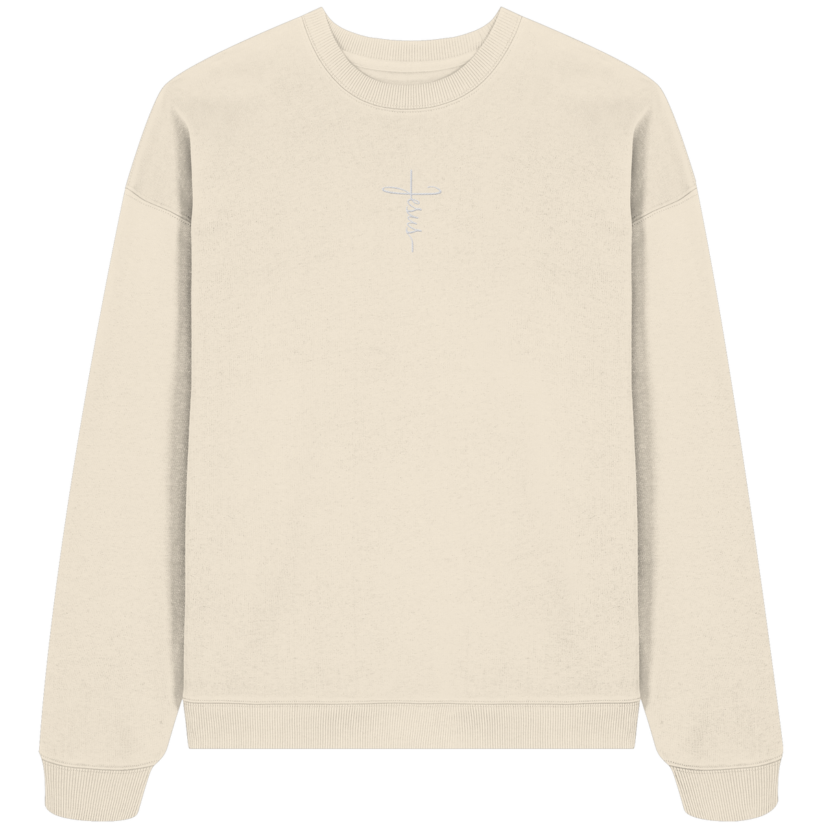 Jesus in Kreuzform - Stick (Weiß) - Organic Oversize Sweatshirt (Stick)