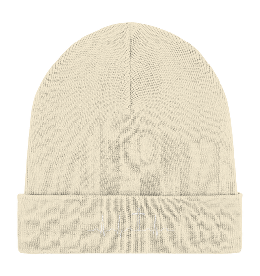 Herzschlag für Jesus (Weiß) - Stick - Organic Rib Beanie