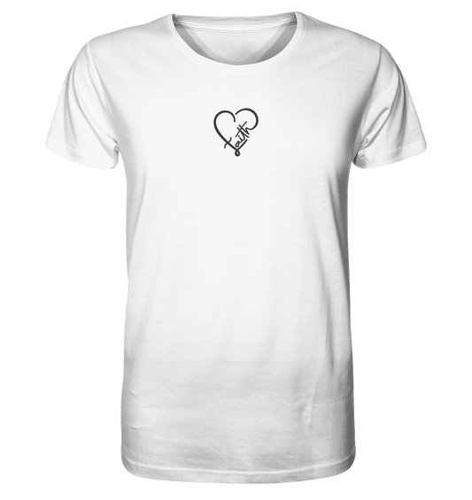 Gesticktes Glaube Motiv in Herzform - Organic Shirt (Stick)