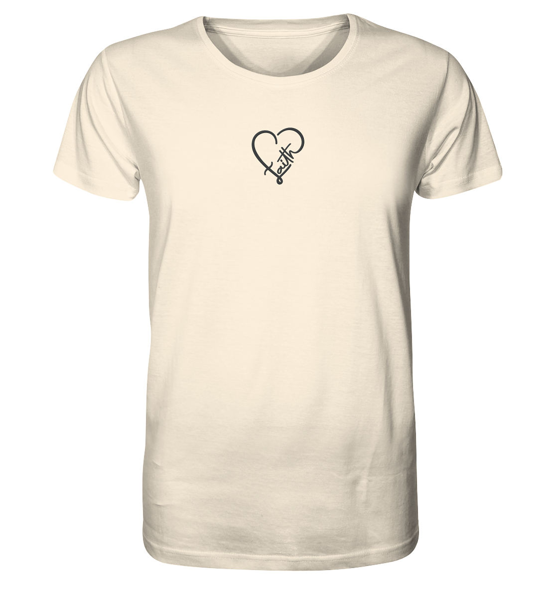 Gesticktes Glaube Motiv in Herzform - Organic Shirt (Stick) - GfoitMa - Natural Raw / XS