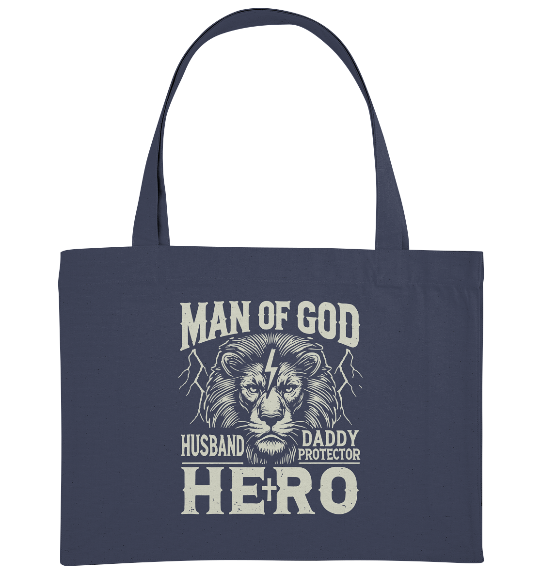 Man of God - Husband, Daddy, Hero - Organic Shopping-Bag - GfoitMa - Midnight Blue / ca. 49x37
