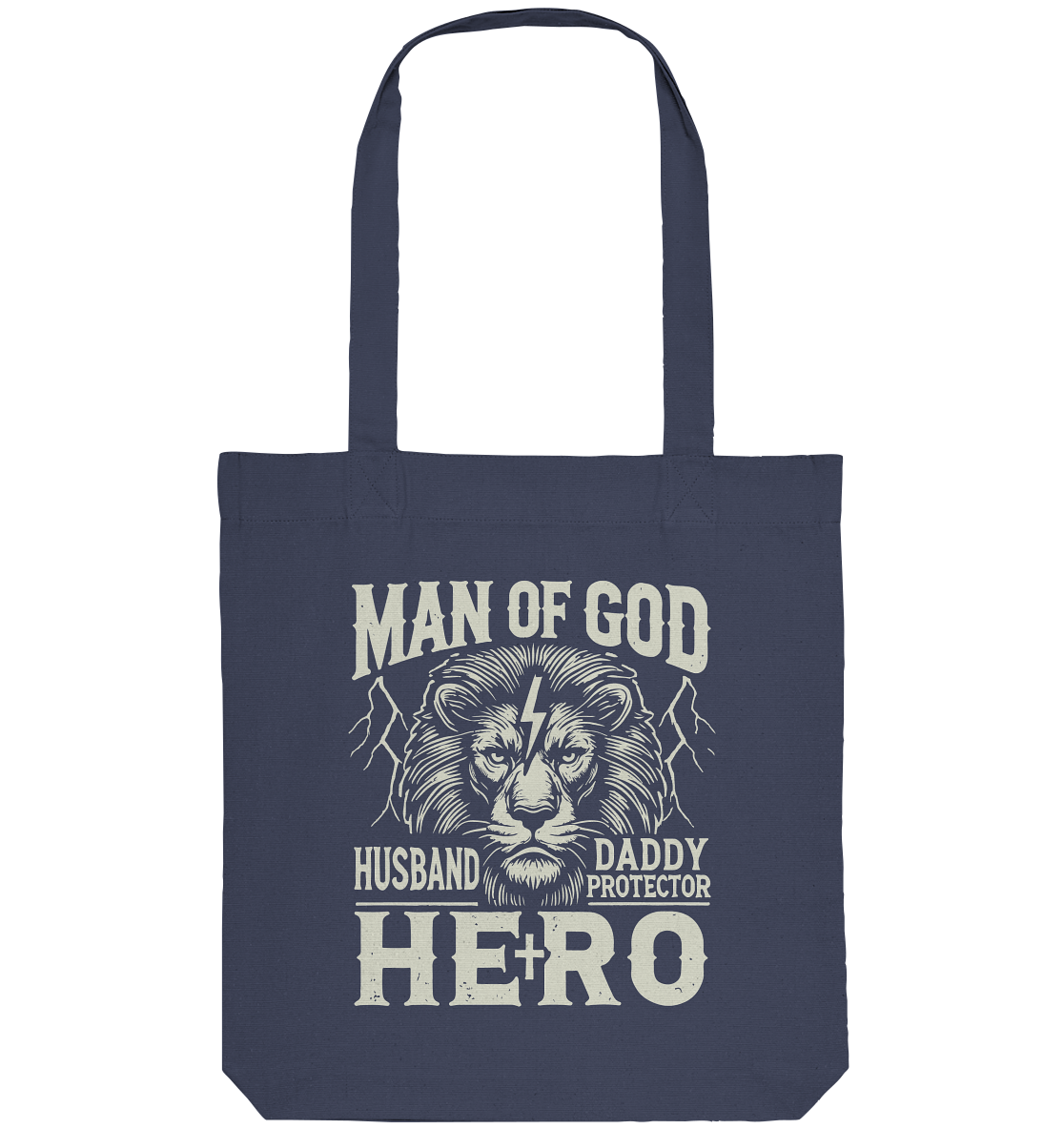 Man of God - Husband, Daddy, Hero - Organic Tote-Bag - GfoitMa - Midnight Blue / ca. 38x42