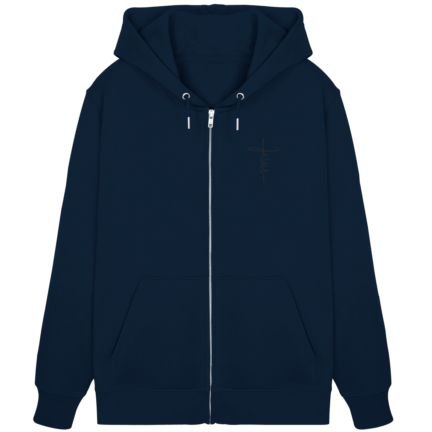 Kreuz mit Jesus Schrift (Stick) - Organic Zipper (Stick)