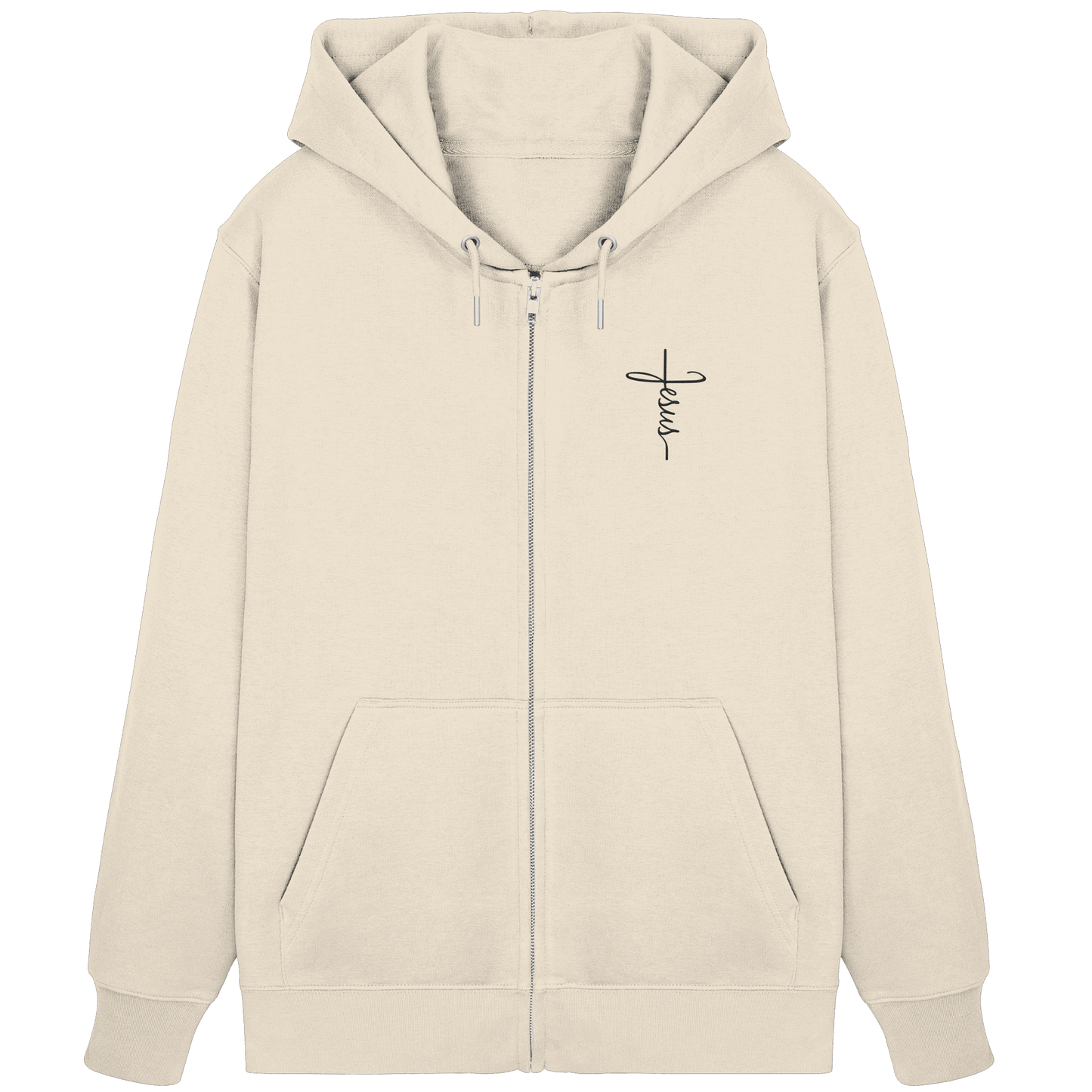 Kreuz mit Jesus Schrift (Stick) - Organic Zipper (Stick) - GfoitMa - Natural Raw / XS