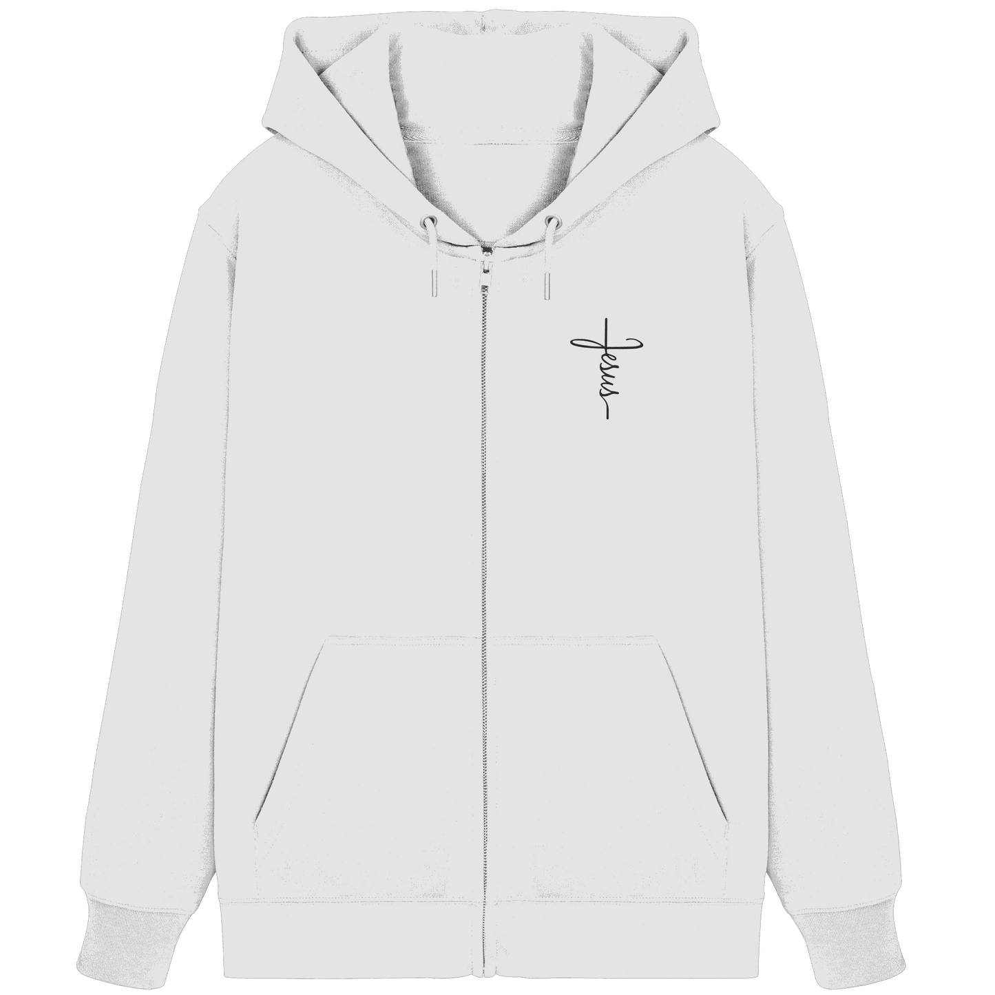 Kreuz mit Jesus Schrift (Stick) - Organic Zipper (Stick) - GfoitMa - White / XS