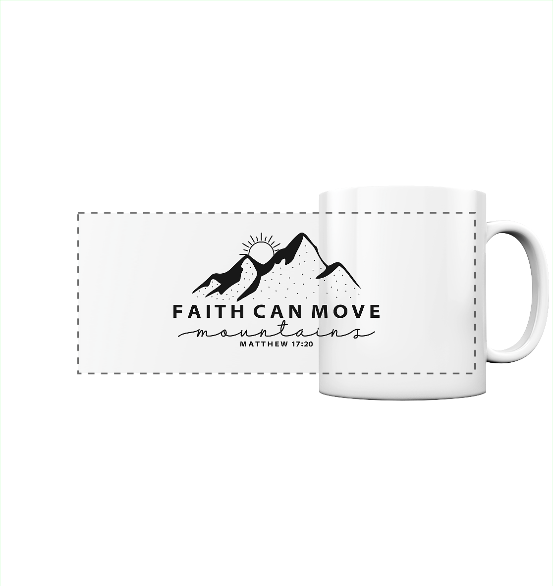 Faith Can Move Mountains – Schlichter christlicher Berg-Print | Christian Statement - Panorama Tasse