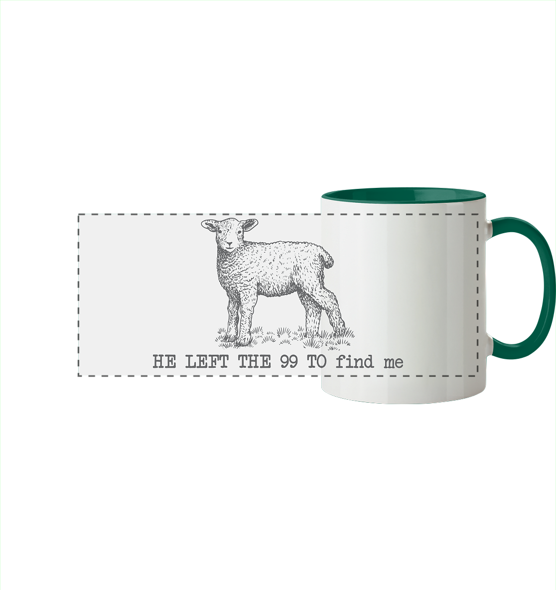 He Left the 99 to Find Me - Panorama Tasse zweifarbig - GfoitMa - Dunkelgrün / 330ml
