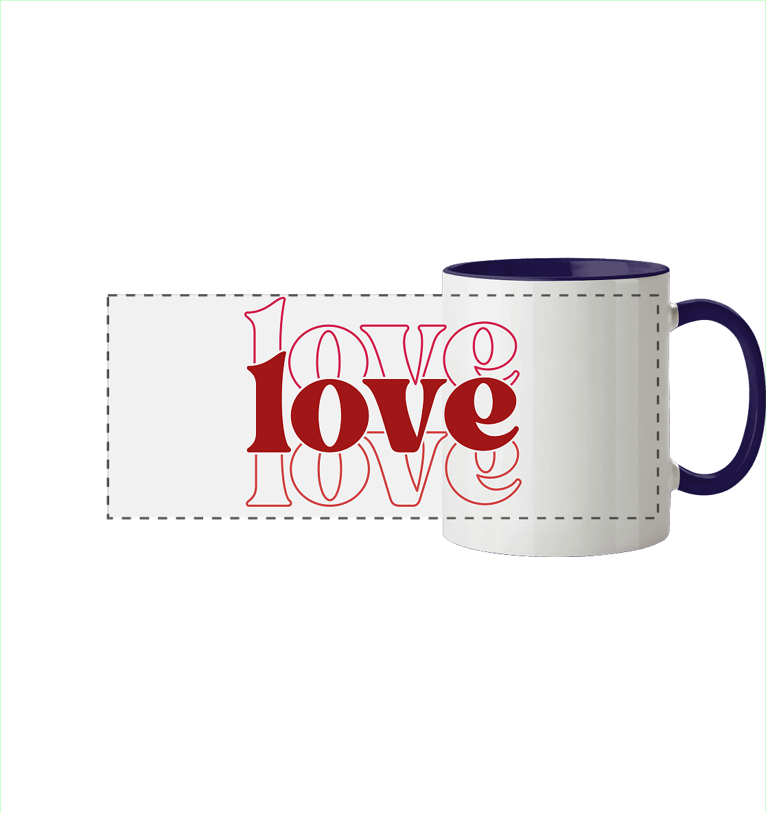 Love – Die größte Kraft - Panorama Tasse zweifarbig - GfoitMa - Kobaltblau / 330ml