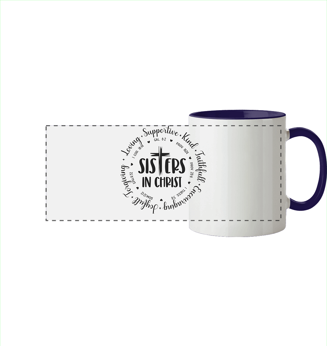 Sisters in Christ - Panorama Tasse zweifarbig - GfoitMa - Kobaltblau / 330ml