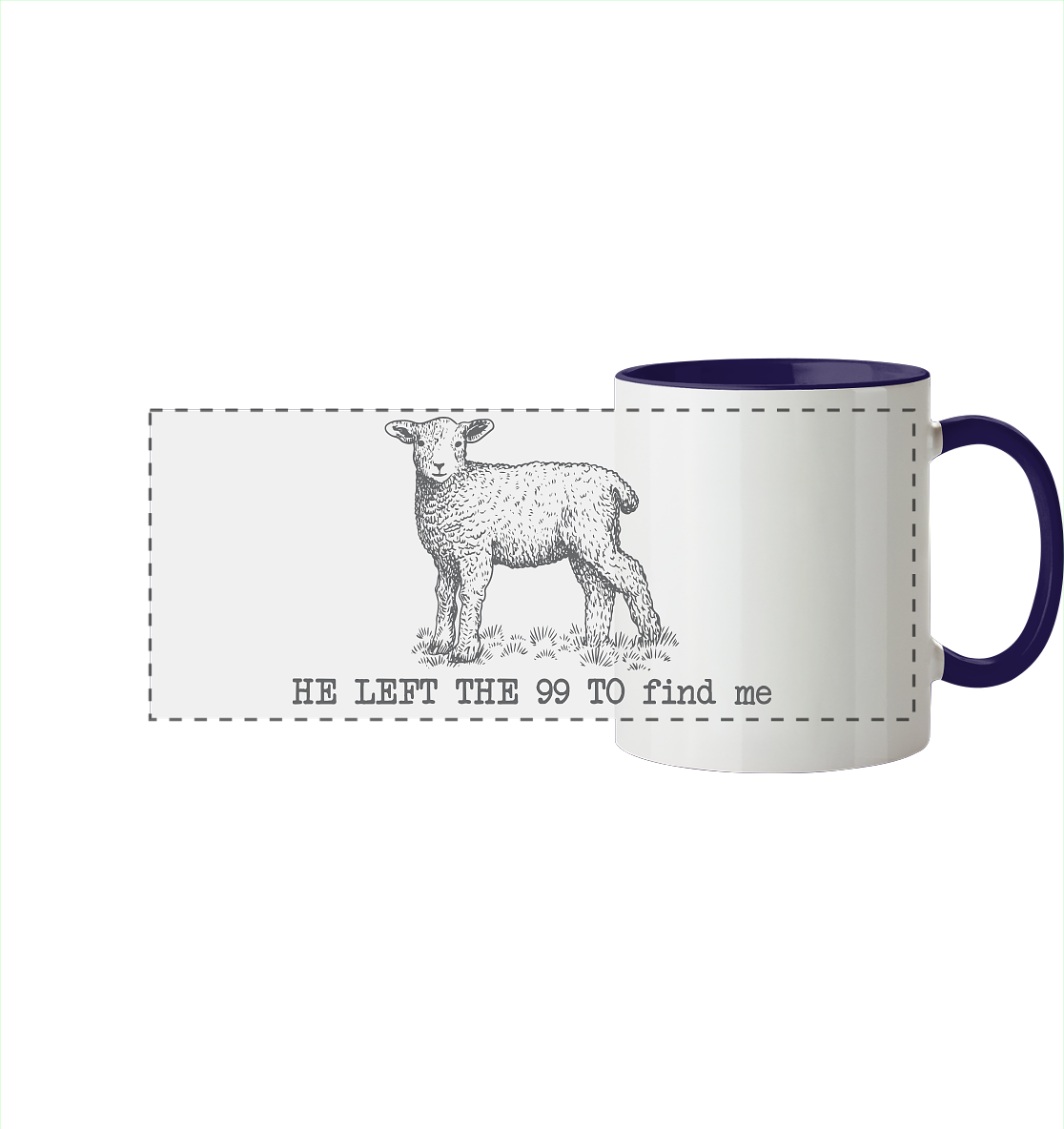 He Left the 99 to Find Me - Panorama Tasse zweifarbig - GfoitMa - Kobaltblau / 330ml