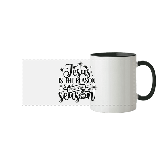 Jesus – Der Grund für die Weihnachtszeit II - Panorama Tasse zweifarbig