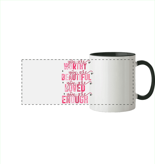 Du bist wertvoll – Eine Erinnerung an die Wahrheit - Panorama Tasse zweifarbig