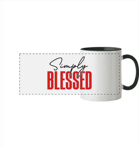 Simply Blessed | Christliches Design mit klarer Botschaft - Panorama Tasse zweifarbig