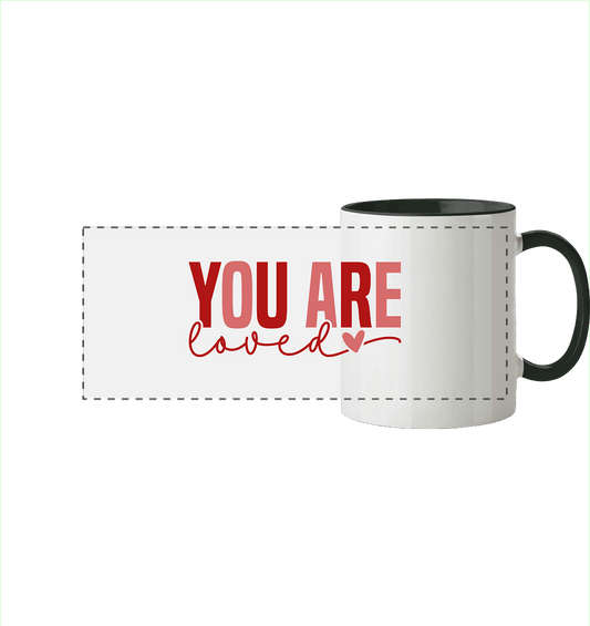 You Are Loved – Bedingungslos geliebt! - Panorama Tasse zweifarbig