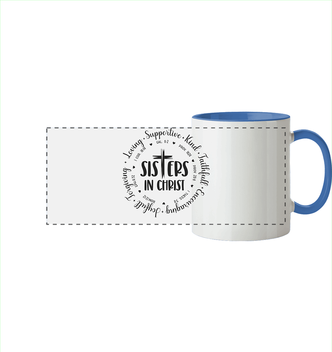Sisters in Christ - Panorama Tasse zweifarbig - GfoitMa - Cambridge Blue / 330ml