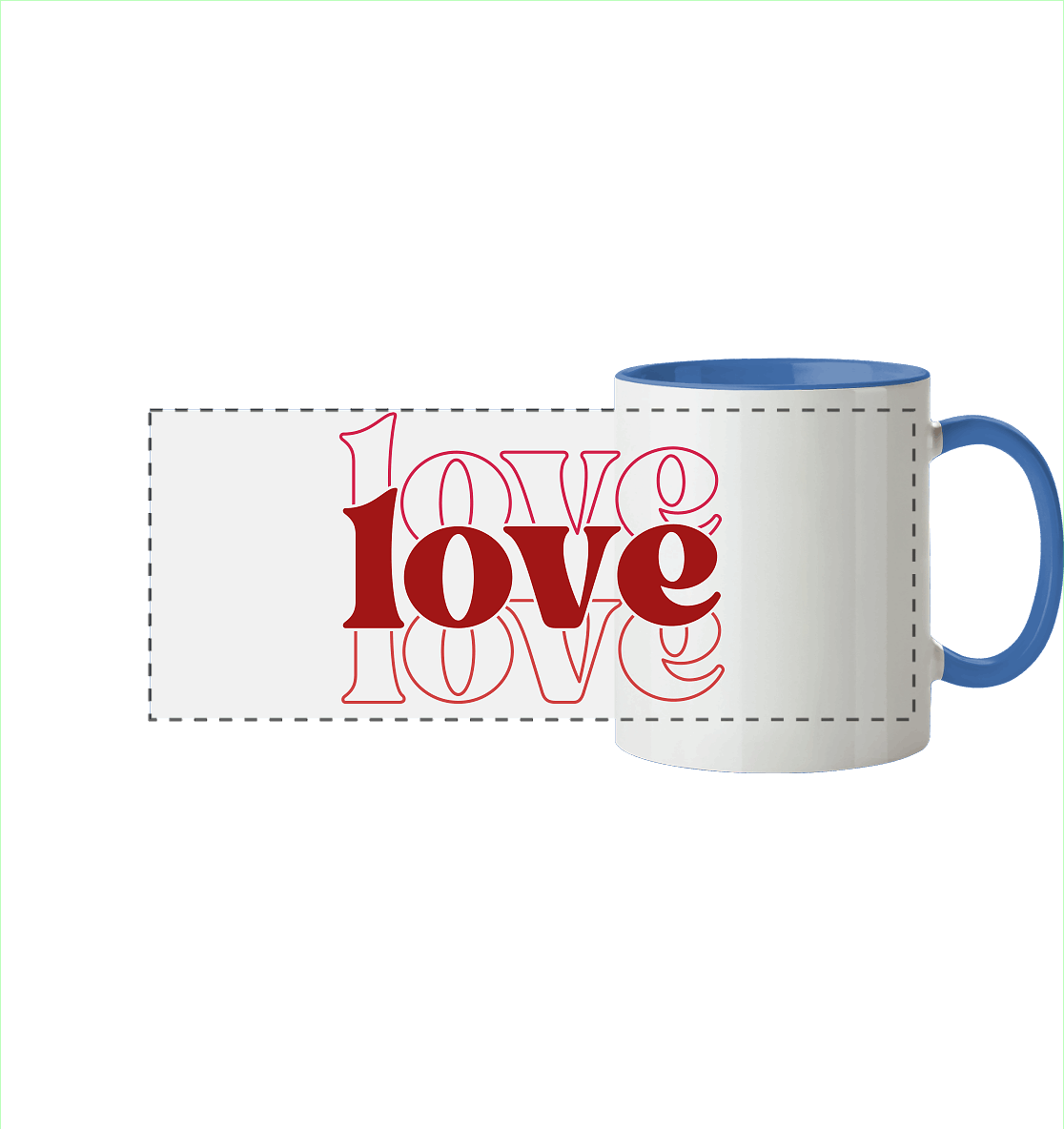 Love – Die größte Kraft - Panorama Tasse zweifarbig - GfoitMa - Cambridge Blue / 330ml