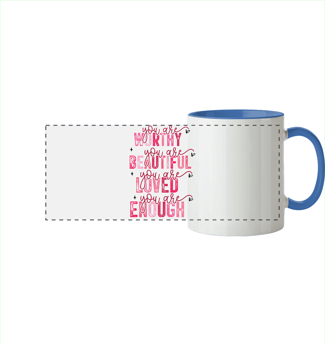 Du bist wertvoll – Eine Erinnerung an die Wahrheit - Panorama Tasse zweifarbig - GfoitMa - Cambridge Blue / 330ml