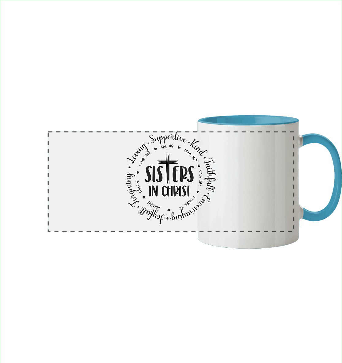 Sisters in Christ - Panorama Tasse zweifarbig - GfoitMa - Hellblau / 330ml