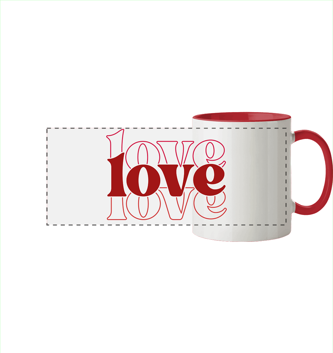 Love – Die größte Kraft - Panorama Tasse zweifarbig - GfoitMa - Rot / 330ml