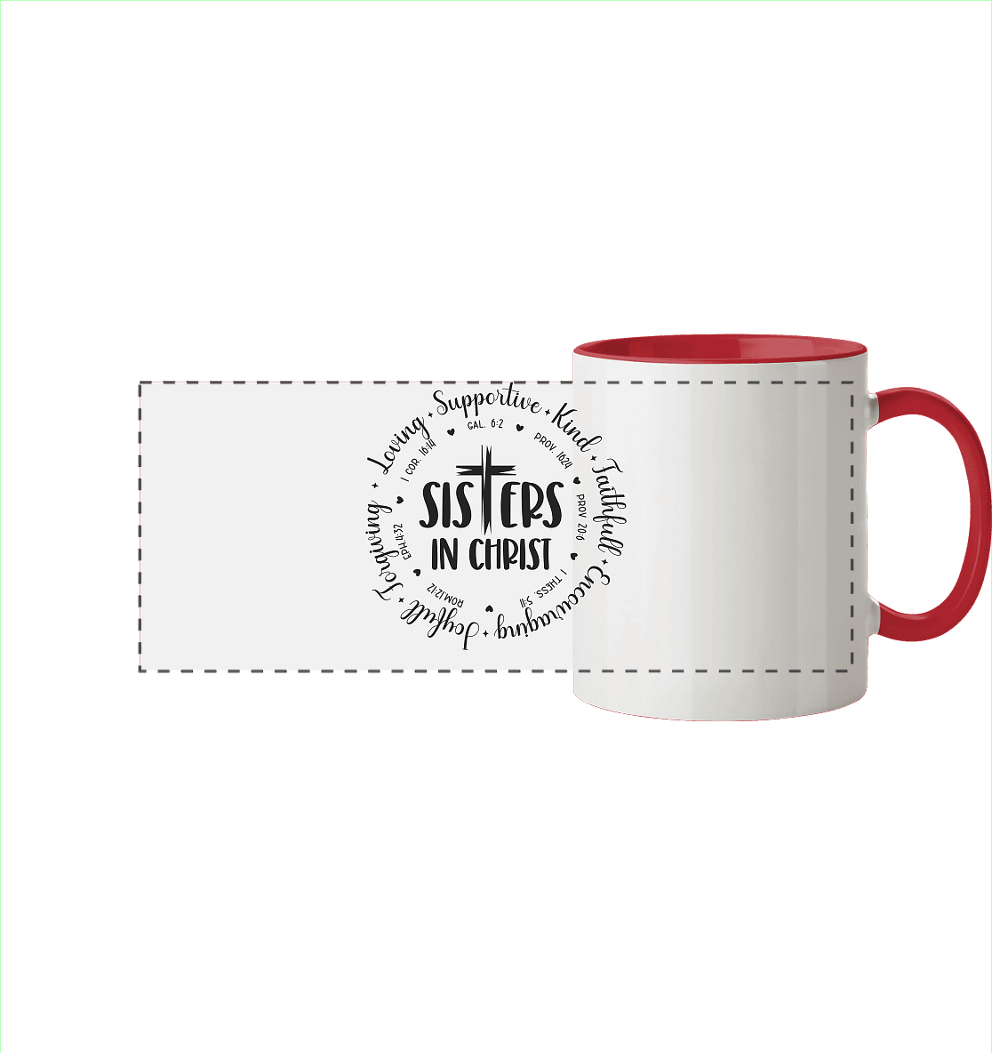 Sisters in Christ - Panorama Tasse zweifarbig - GfoitMa - Rot / 330ml