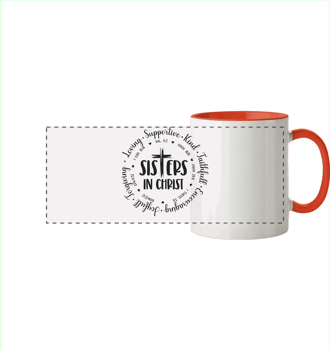 Sisters in Christ - Panorama Tasse zweifarbig - GfoitMa - Orange / 330ml