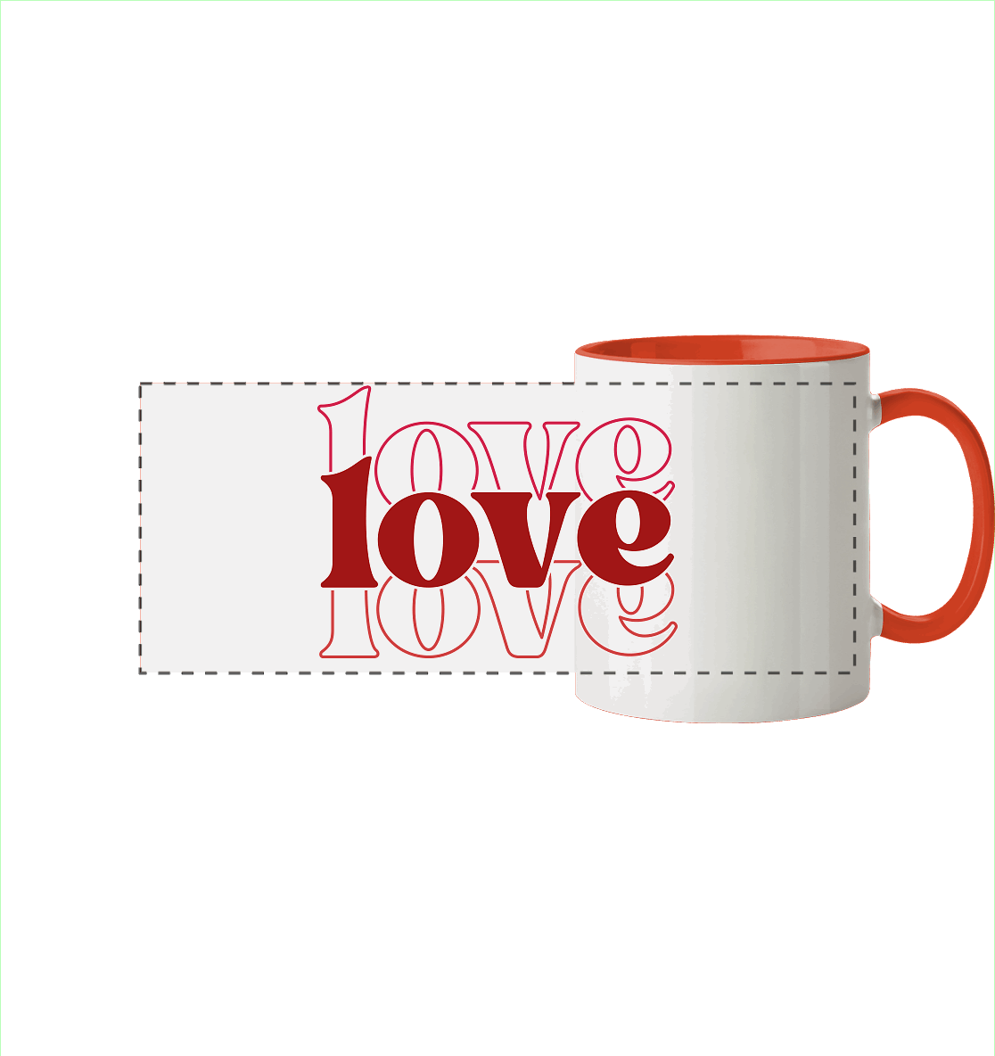 Love – Die größte Kraft - Panorama Tasse zweifarbig - GfoitMa - Orange / 330ml