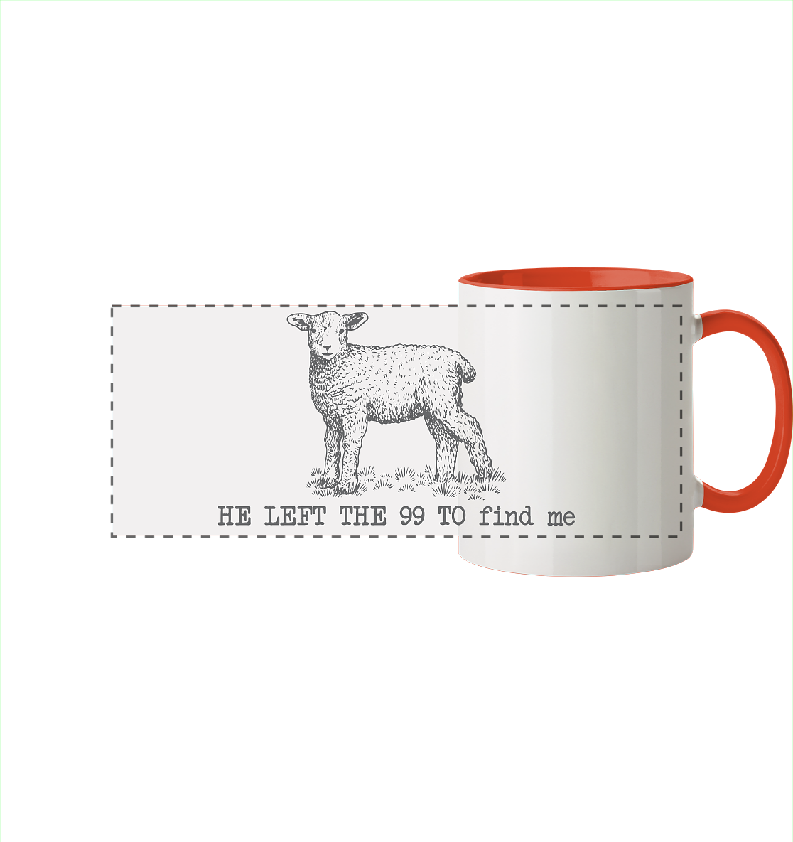 He Left the 99 to Find Me - Panorama Tasse zweifarbig - GfoitMa - Orange / 330ml