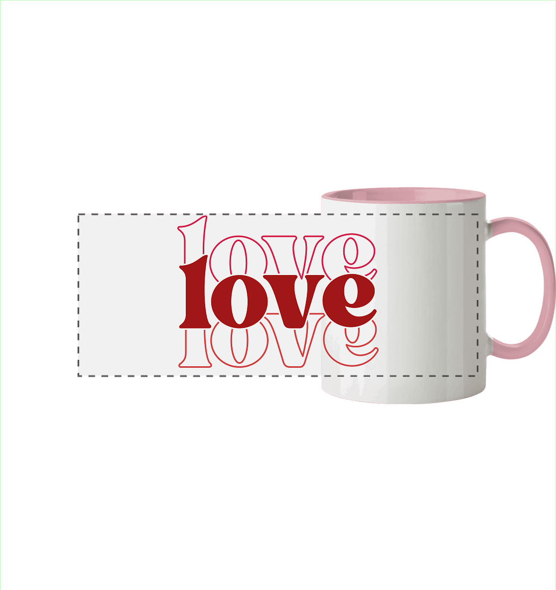 Love – Die größte Kraft - Panorama Tasse zweifarbig - GfoitMa - Altrosa / 330ml
