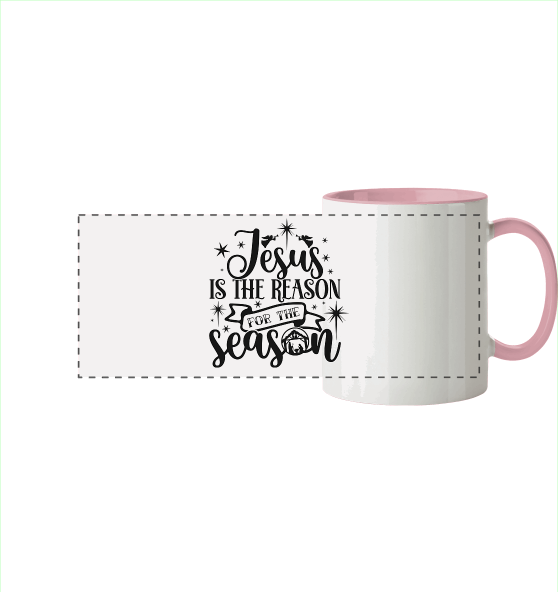 Jesus – Der Grund für die Weihnachtszeit II - Panorama Tasse zweifarbig