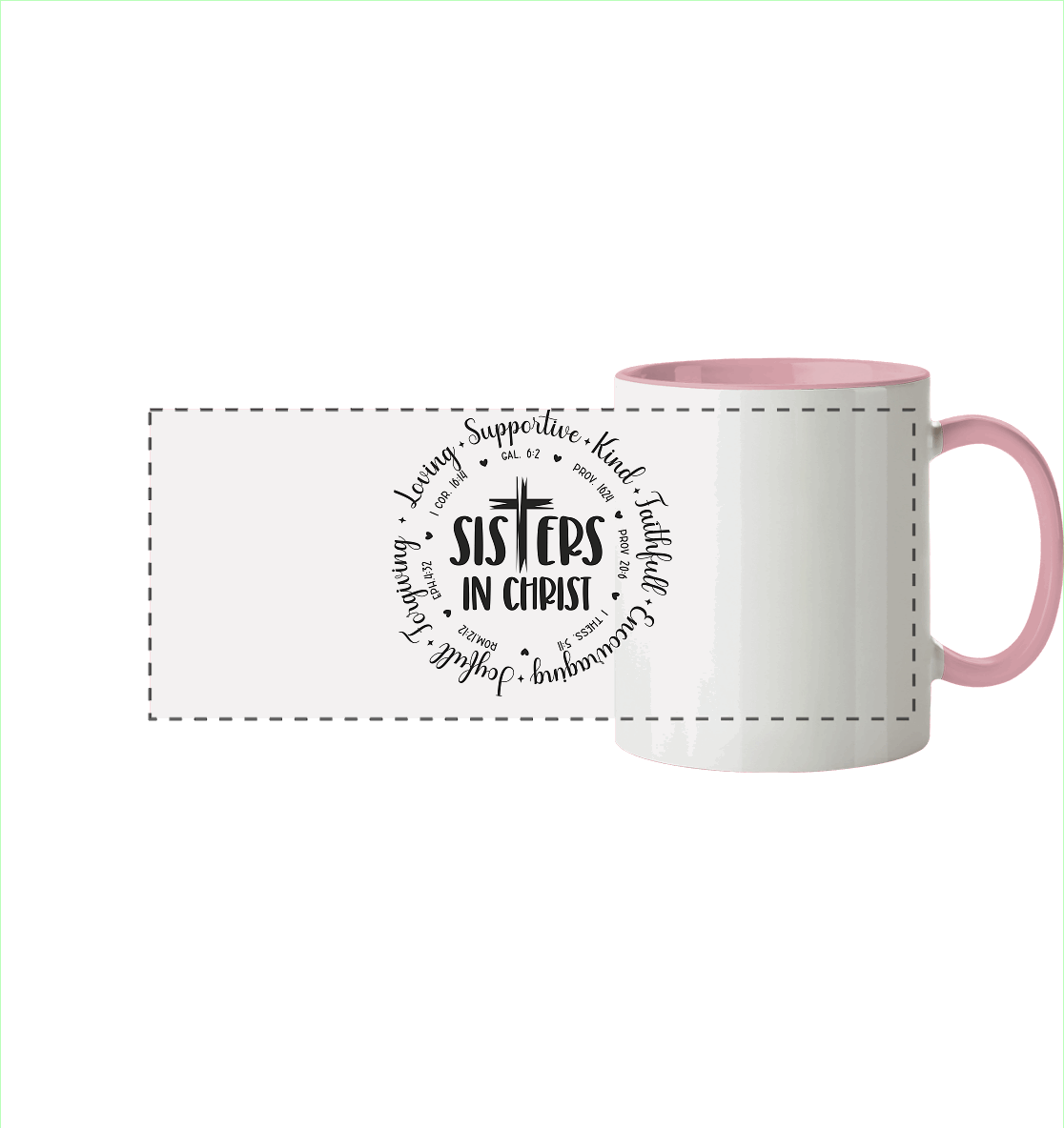 Sisters in Christ - Panorama Tasse zweifarbig - GfoitMa - Altrosa / 330ml
