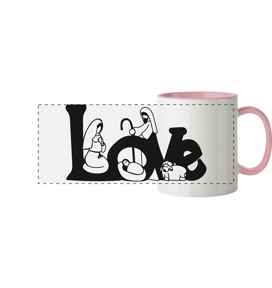 Die Liebe die wir zu Weihachten erleben - Panorama Tasse zweifarbig